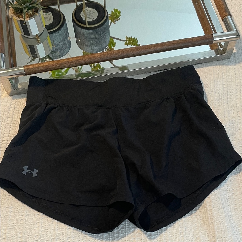 Under Armour Black Women's Athletic Shorts with Logo